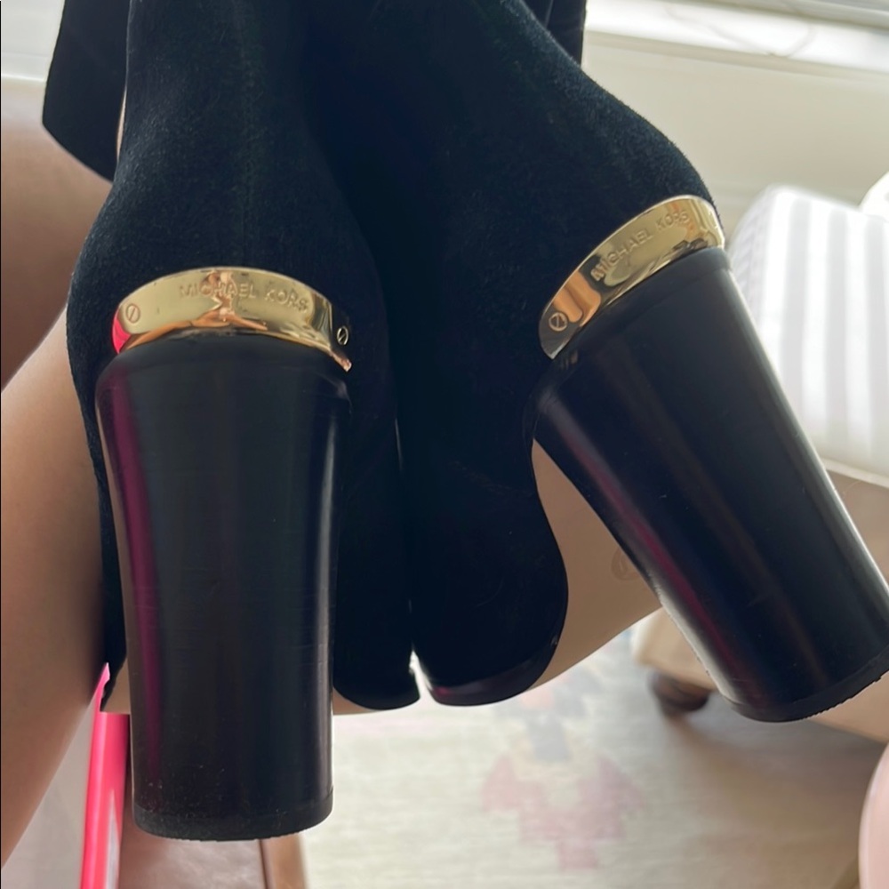 Michael Kors Black Suede Over-the-Knee Regina tall heeled boots